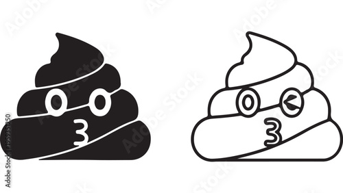 Funny poop emoji character with transparent background