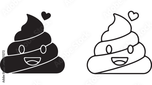 Smiling poop emoji with heart outline