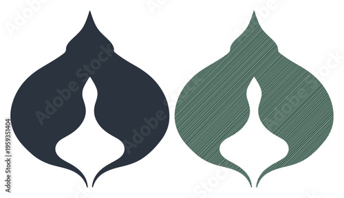 Elegant abstract flame or teardrop shapes with subtle texture variations