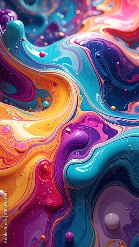 Swirling, vibrant fluid with a glossy, paint-like surface