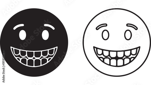 Smiling face icons with mischievous expression