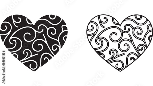 Heart shape with swirling ornamental pattern