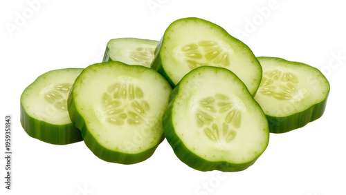 Vibrant green cucumber slices arranged neatly, ideal for healthy eating and recipes