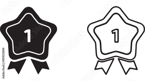 First place ribbon award icon with transparent background