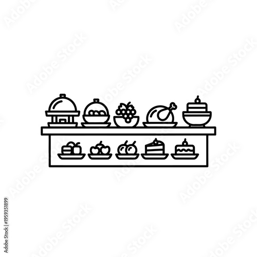 Elegant Dessert Display with Cakes and Pastries on Tiered Serving Platters