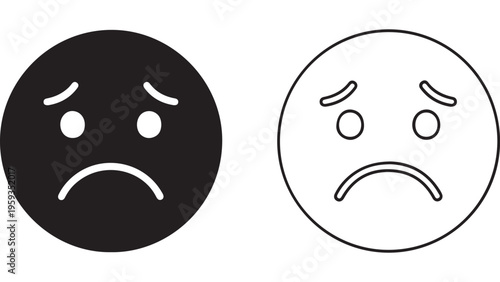 Sad face icon outline and filled style