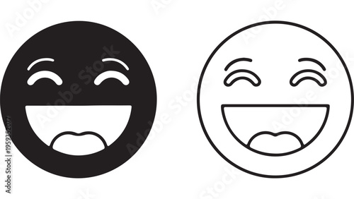 Laughing face icons black and white
