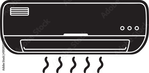 Air conditioner, wall mounted AC unit, cooling system, vector illustration isolated PNG with Transparent Background