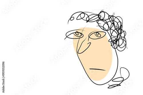 Hand drawn abstract human face portrait line art illustration