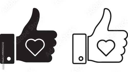 Like and heart icon with mobile phone