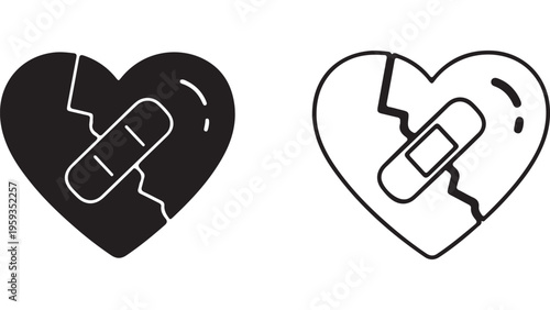 Broken heart with bandage icon