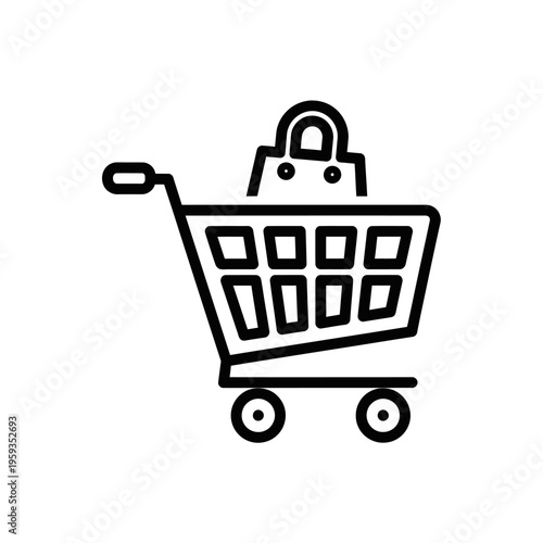 Empty Shopping Cart Icon for E-commerce and Retail Concepts