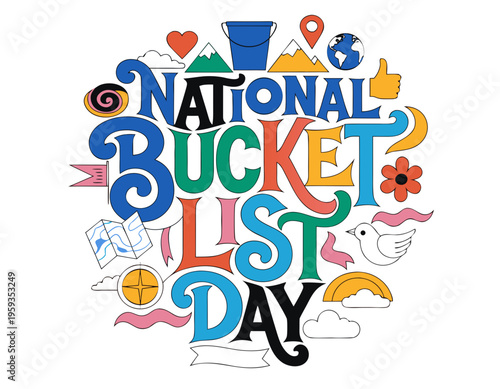 NATIONAL BUCKET LIST DAY vector illustration isolated on white background