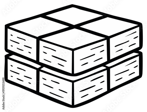 Stacked paper books drawing, illustration, outline