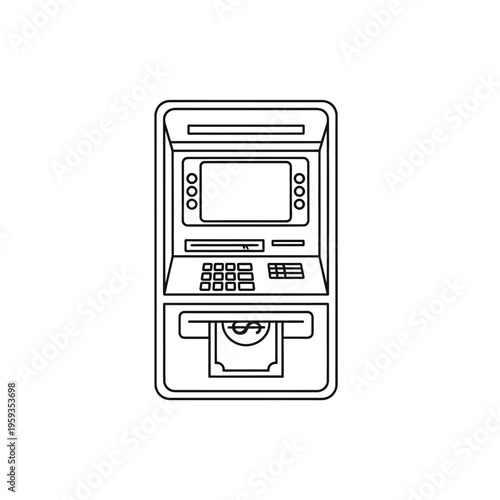 Line Drawing of an Automated Teller Machine (ATM) for Banking Transactions