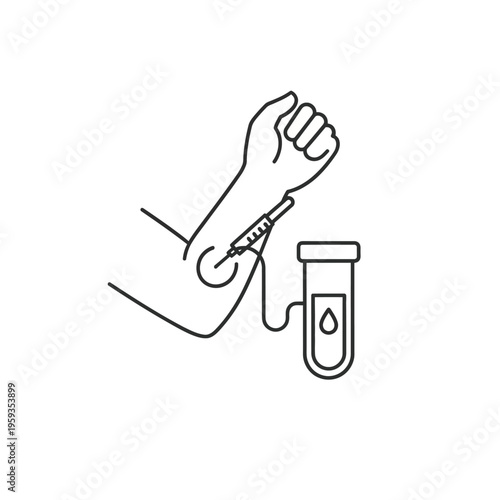 Medical Blood Test Illustration Showing Blood Sample Collection and Analysis