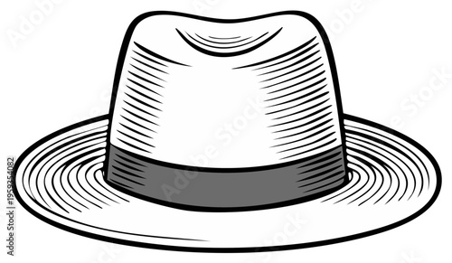 Retro fedora hat illustration, vintage style, elegant headwear for design projects