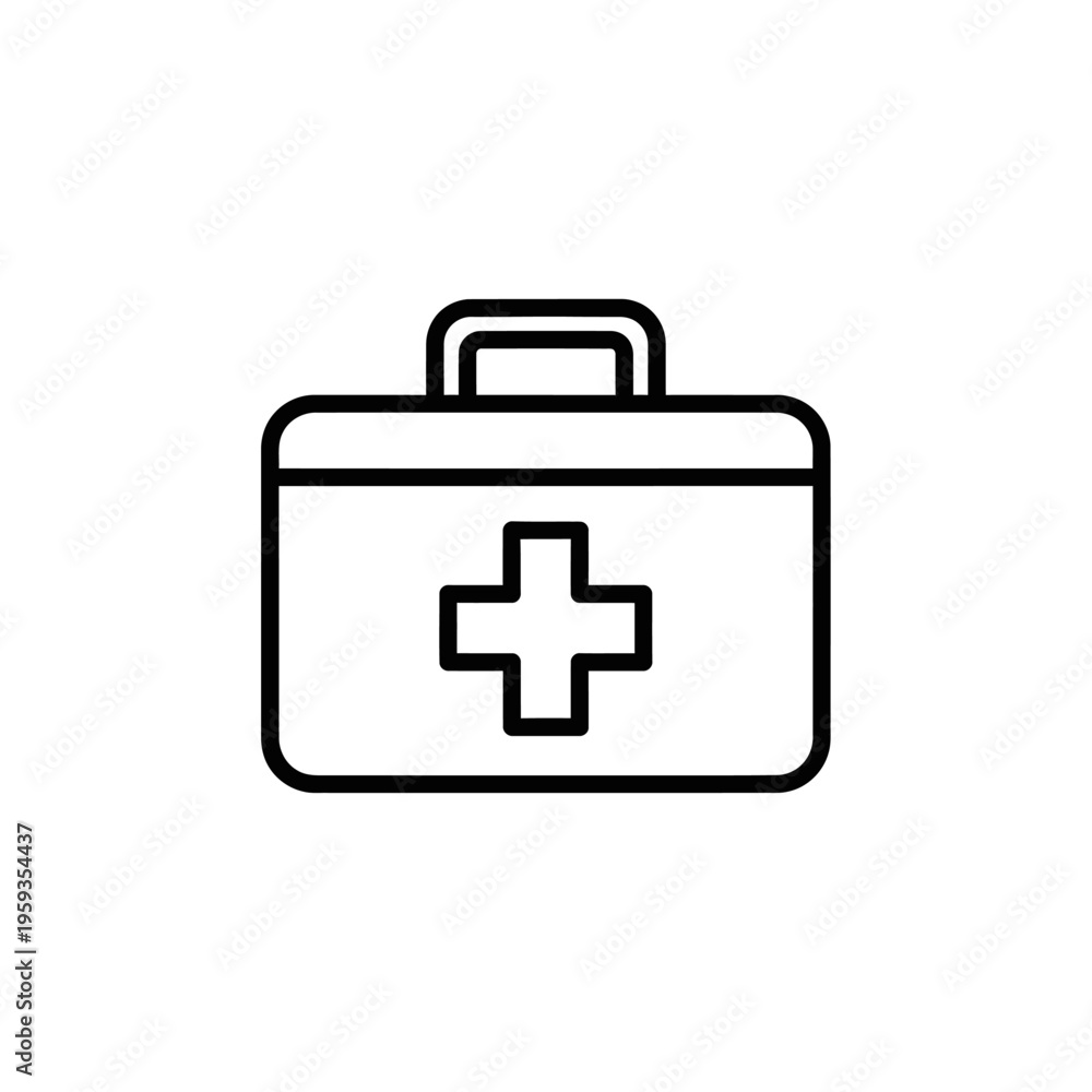 Obraz premium Medical Kit Emergency First Aid Supplies Icon for Healthcare and Health Services