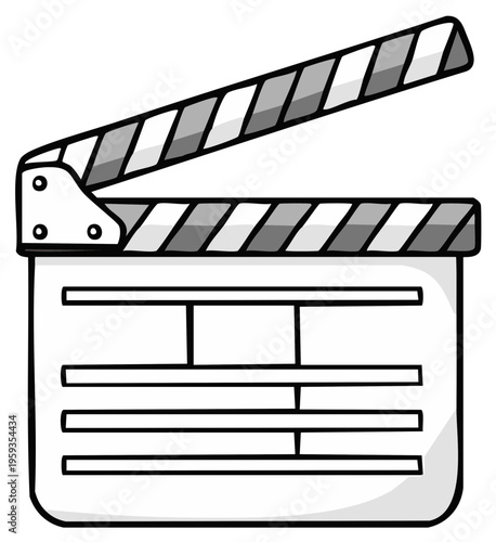 Cartoon clapperboard illustration, filmmaking, movie making concepts.