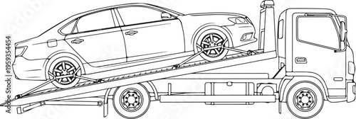 Car transport truck, vehicle carrier, auto hauler, towing truck isolated on Transparent Background