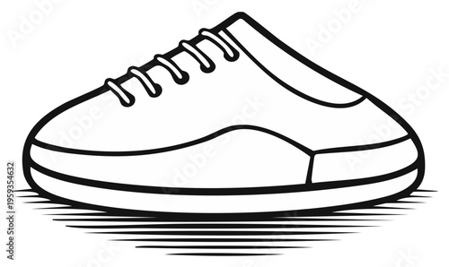 Outlined illustration of a casual shoe with laces.
