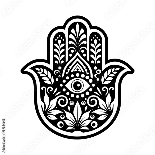 Hamsa hand tattoo icon in glyph style