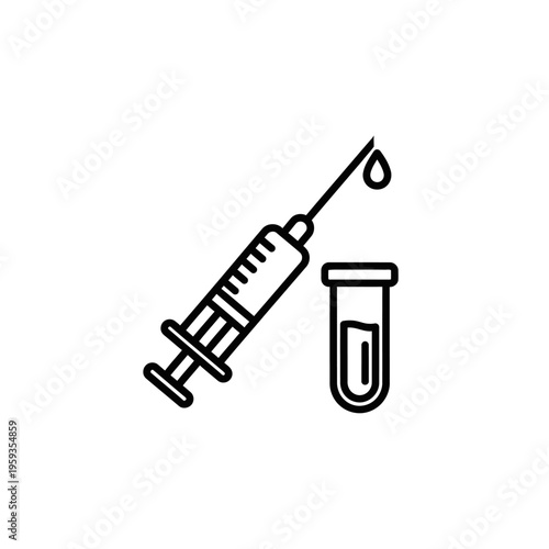 Medical Syringe and Test Tube Illustrating Healthcare and Laboratory Testing