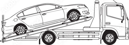 Car transport truck, vehicle carrier, auto hauler, towing truck isolated on Transparent Background