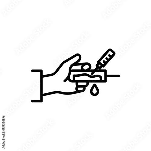 Medical Syringe Dispenser Hand with Droplet for Healthcare and Vaccination