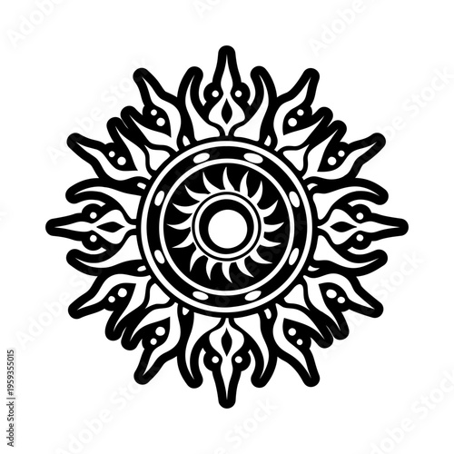 Solar disk tattoo icon in glyph style