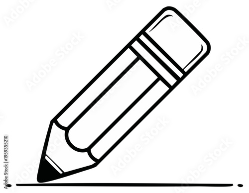 Pencil drawing a line, illustration of writing instrument, sketch, concept of creativity