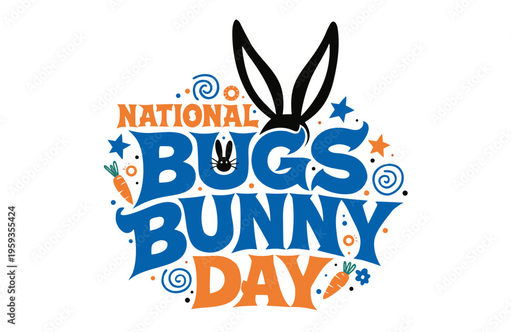Obraz premium Bugs Bunny Character Style Vector Illustration, National Cartoon Day Concept