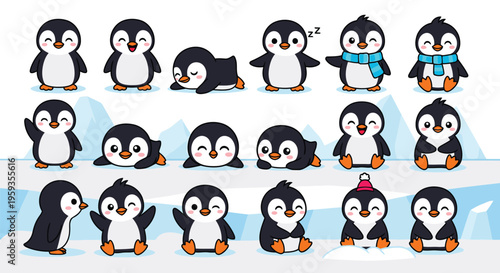 Cute Cartoon Penguins Collection