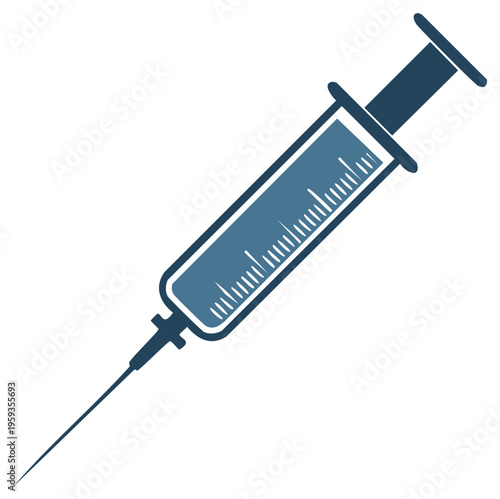 Illustration of a medical syringe for injections or vaccinations, healthcare related
