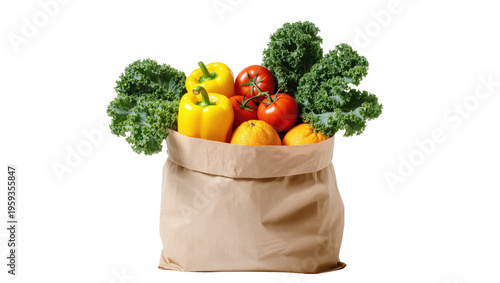 Εκτύπωση καμβά Vibrant fresh organic produce in a rustic brown paper shopping bag for healthy d