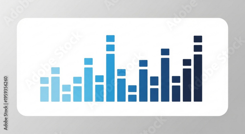 Business data analysis graph with blue bars on white background representing statistical report or financial growth concept