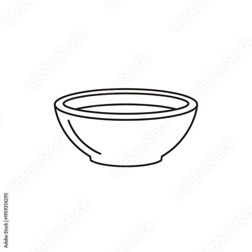 Minimalist Black and White Line Drawing of a Ceramic Bowl for Culinary or Artistic Use