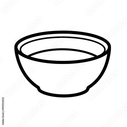 Minimalist Black and White Line Drawing of a Simple Bowl for Design Projects