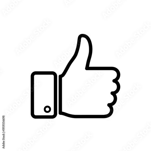 Minimalist Black and White Thumbs Up Gesture Illustration for Positive Feedback