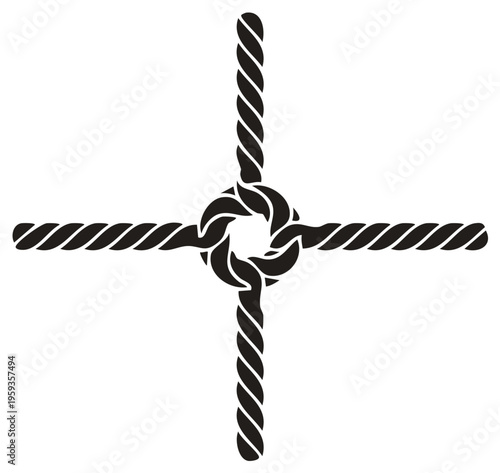Geometric Rope Knot Cross Design Featuring Four Strands