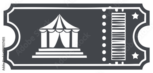 Admit one ticket icon with circus tent, event invitation, show promotion