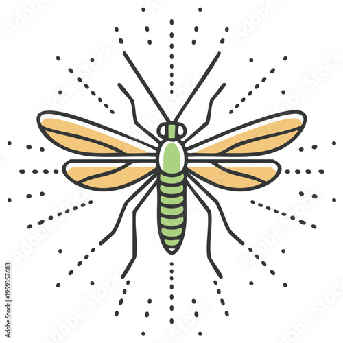 Stylized mosquito color icon illustration of a flying insect pest vector