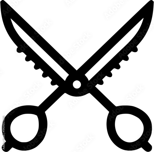 Symmetrical Scissor Icon: A Hedge Shears Silhouette