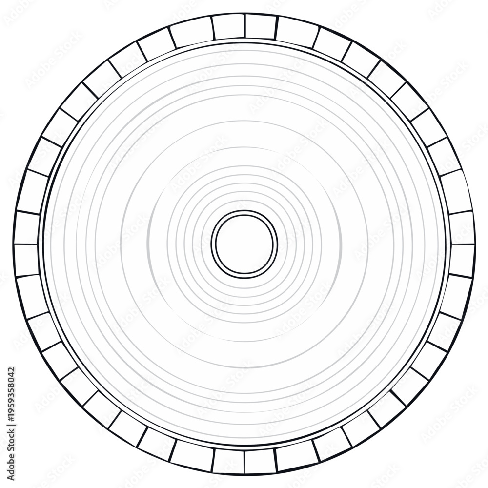 Fototapeta premium Minimalist Geometric Target Design with Rippling Concentric Circles and Square Outer Frame