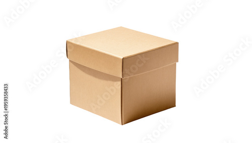 Generic brown corrugated cardboard box with lid for packaging, shipping, or a gift