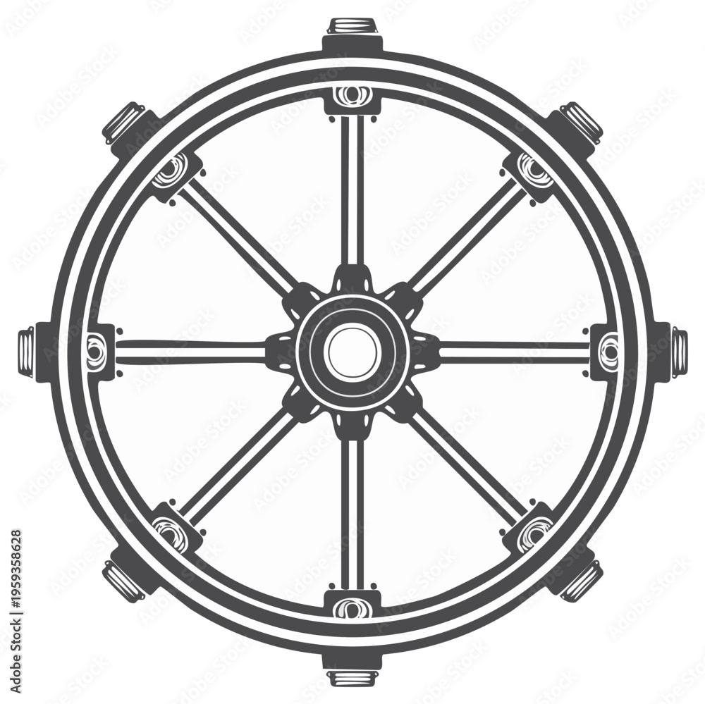 Naklejka premium Vector illustration of a ship's wheel nautical equipment