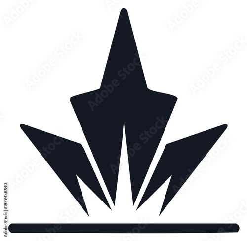 Abstract geometric symbol representing an explosion or growth from a base line