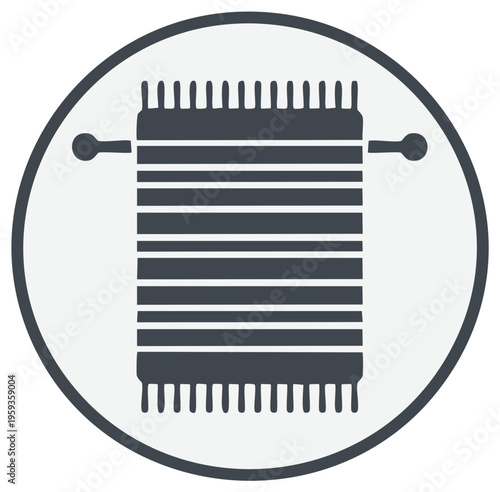 Hanging Striped Towel Icon Simple Hygiene Concept Bathroom Textile Home Laundry Cleanliness Graphic Illustration Vector