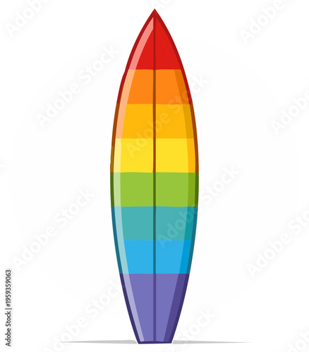 Colorful surfboard vector illustration. Rainbow surf board design