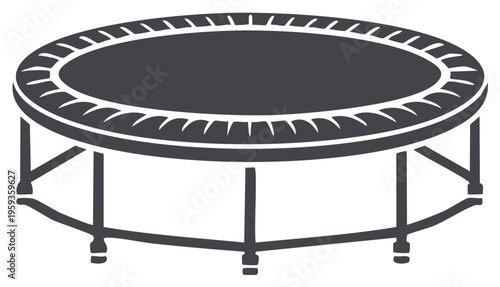 Trampoline vector graphic isolated, round, indoor or outdoor recreation fun, jumping equipment, exercise symbol